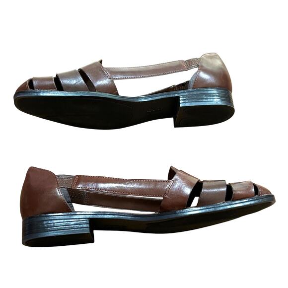 Mootsies Tootsies brown woven leather flats slip on casual shoes US size 10M - Picture 3 of 9